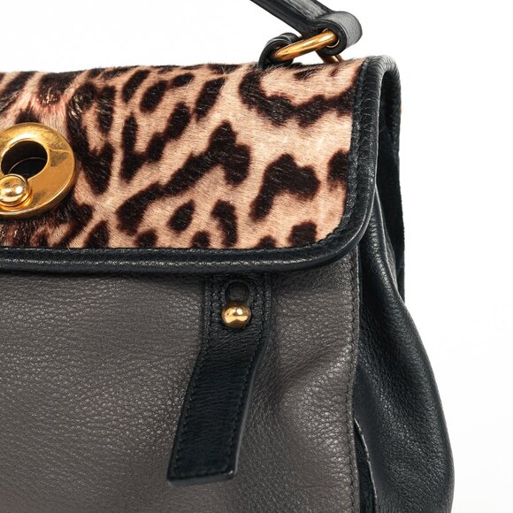 Yves Saint Laurent Small Muse Two Grey Leopard-Calf Hair 2-Way Top-Handle Bag - Picture 8 of 13
